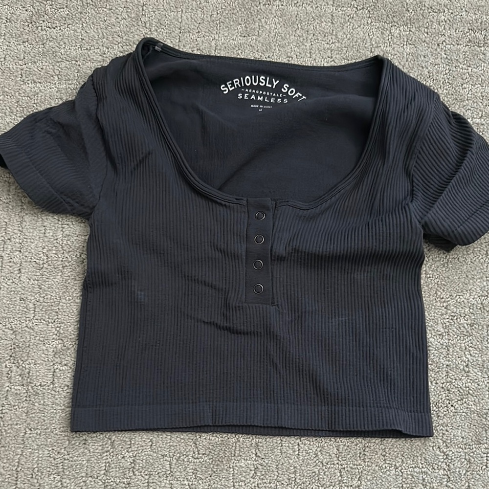 Aeropostale Blue Crop Polo T-Shirt